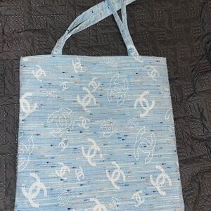 CHANEL Light Blue and White Logo Tote GWP item
